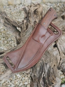 Drop Point Hunting <b>Knife</b> With Wood Handle High Carbon Steel Blade 0.6mm Thickness Straight Edge Non Adjustable - Product Image 4