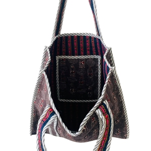 Brown Hand Block Printed Organic Cotton Tote <b>Bag</b>-Eco-friendly <b>Foldable</b> Autumn Travel Shopping <b>Bag</b> with Zipper Closure - Product Image 2