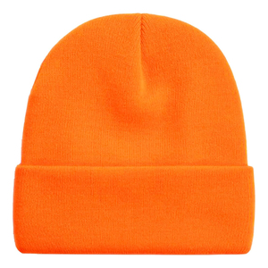 Gorro Unisex Naranja, 100% Acrílico, Tejido, Color Sólido, Casual, Invernal, para Adultos, 56-58CM, Gorro de Punto, ODM, OEM - Product Image 1