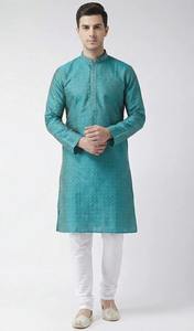 Ensemble Kurta Pyjama en Soie Jacquard pour Homme, Meilleure Vente, Tenue Traditionnelle Ethnique Indienne pour Festivals, Disponible à la Vente - Product Image 5