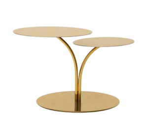 Support à gâteau en bois à 2 niveaux avec finition métallique brillante, support décoratif pour table de dîner, support à gâteau d'anniversaire, support à gâteau en gros - Product Image 4
