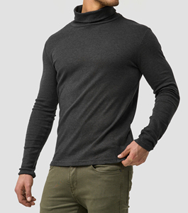 FONILBEST SPORTS WEARS Pull à col roulé ajusté pour homme en polyester tricoté, épaisseur standard, couleur unie, décontracté, long - Product Image 3