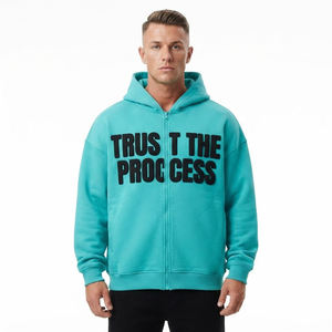 Sudadera con capucha pesada personalizada para hombre con cremallera, estampado 3D en relieve, forro polar oversize, ropa urbana, marca privada, venta al por mayor - Product Image 1