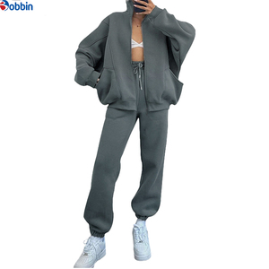 Conjunto Deportivo Personalizado para Mujer, Sudadera con Cremallera y Pantalones de Chándal Negros, Corte Holgado, Color Sólido, Ropa Deportiva Informal - Product Image 4