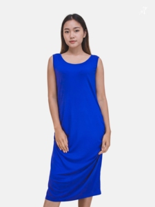 Robe midi d'été pour femme Bmama, sans manches, col rond, décontractée, extensible, froncée sur les côtés, pour tous les jours - Product Image 2