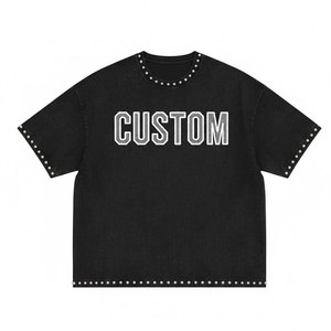 เสื้อยืดผู้ชายแขนสั้นคุณภาพสูงประดับเพชร  ออกแบบโลโก้ได้ตามต้องการ ผ้าระบายอากาศ เสื้อยืดผู้ชายประดับเพชร - Product Image 1