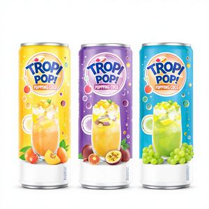 Tropi Popi, Bebida de Jugo de Frutas 100% Natural, Sabor Lichi, Fresa y Melocotón, Certificación HALAL, de Vietnam, Muestra Gratis - Product Image 1