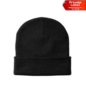 Bonnet double couleur de haute qualité, style classique extensible, bonnet intégral tricoté avec revers, motif pied-de-poule, chaud pour l'extérieur - Product Image 1