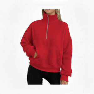 Sudadera personalizada con media cremallera, estilo oversize, informal, de forro polar, para mujer, ropa urbana. - Product Image 3