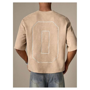 Camiseta corta para hombre, corte holgado, con estampado gráfico de números, manga corta, cuello redondo, camisa de gamuza sintética, estilo casual y urbano - Product Image 3