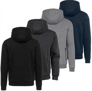 Men's Hooded <b>Full</b> <b>Zip</b> <b>Sweatshirt</b> Solid Color Custom Logo Printed Casual Fleece Regular Fit Autumn Wear - Product Image 2