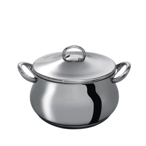 Casserole ronde en fonte émaillée avec couvercle en verre, poignées en acier inoxydable, design minimaliste durable pour cuisinières à gaz et à induction - Product Image 4