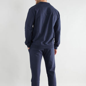 Veste de survêtement marine pour homme avec fermeture éclair intégrale, col rabattable, poches latérales, respirante, décontractée, coupe classique, saison automne - Product Image 2