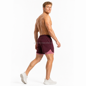 Blank Plain No Logo Double <b>Layer</b> Basketball Shorts Polyester Spandex Blend Spandex Inner Liner Elastic Waistband With Running - Product Image 2