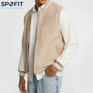 แจ็คเก็ตวาร์ซิตี้แบบสั่งทำสำหรับผู้ชาย ตัวเสื้อทำจากผ้าขนสัตว์ 100% แขนเสื้อทำจากหนัง ปักโลโก้ตามสั่ง แจ็คเก็ตเลตเตอร์แมนสไตล์สตรีทแวร์ - Product Image 1