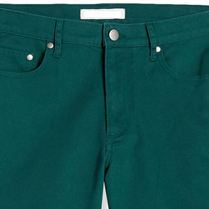 Shorts en twill vert foncé pour hommes, décontractés, en coton, coupe slim, chino, mode estivale, demi-pantalon, couleur unie, bas de tenue pour l'extérieur - Product Image 2