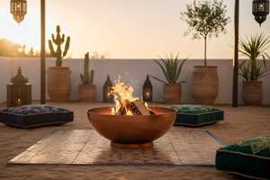 Brasero de Cobre Hecho a Mano, Brasero Marroquí para Exteriores, Calentador de Patio de Cobre Martillado, Decoración de Jardín, Brasero de Lujo para Patio Trasero - Product Image 5