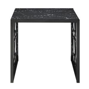 Set di 3 Tavolini Occasionali Moderni Neri con Piano in Vetro Temperato Effetto Marmo per Soggiorno - Product Image 5