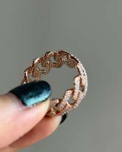 Anillo de cadena cubana de eternidad completa con diamantes cultivados en laboratorio de corte redondo personalizados, oro macizo de 10K, estilo hip hop, anillo de boda para hombre, regalo de lujo. - Product Image 5