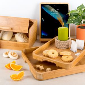 Plateau de service Excelsa en bambou écologique 30x23 cm avec poignées pour usage en cuisine - Product Image 3