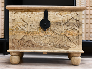 Banco de Almacenamiento Apilable, Ecológico y Duradero, con Patas de Madera de Mango Tallada con Acabado Natural Desgastado, Diseño de Primera Calidad - Product Image 2