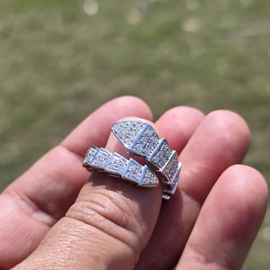 Anillo de eslabones cubanos con moissanita de corte redondo, estilo Iced Out, de plata de ley 925, anillo bypass, estilo Hip Hop, regalo de aniversario para esposo - Product Image 2