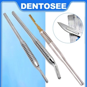 Manche de bistouri dentaire, manche de couteau chirurgical, manche de lame en acier inoxydable, courbé/droit pour 3 #   4 #   Lame chirurgicale orale - Product Image 2