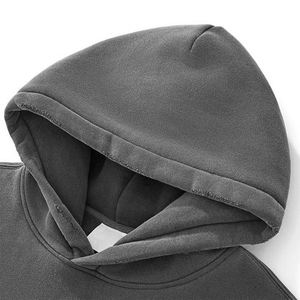 Sudadera con capucha pesada, lisa, reversible, con efecto desgastado por el sol, estilo vintage, con cremallera, de felpa 100% algodón lavado, 450 g/m² - Product Image 3