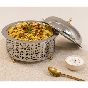 Moderna Cacerola Árabe de Acero Inoxidable, Ecológica, Apta para Lavavajillas, Calentador de Alimentos, Juego de Buffet con Diseño de Caligrafía Islámica - Product Image 4