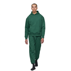 Ensemble survêtement homme beige à capuche et pantalon de jogging, coupe décontractée, longueur intégrale, couleur unie, en polyester, pour l'hiver - Product Image 5