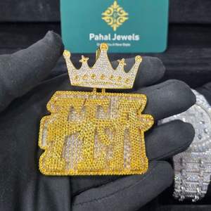 Collar con Colgante de Letra Personalizado Estilo Hip Hop, con Diamantes Moissanite VVS y Plata de Ley 925, para Hombre, Ideal para Aniversario - Product Image 1