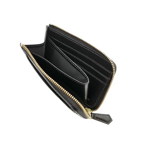 Cartera Minimalista Unisex en Forma de L con Cremallera YKK, Bordado de Bandera, de Cuero Italiano Curtido Vegetalmente, Negra y Marrón, Marca Castello - Product Image 1