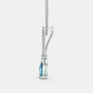 White Gold <b>Blue</b> Topaz Geometric Lab Grown Diamond Pendant <b>Necklace</b> - Product Image 4