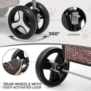 TH-PPS-492 poussette extérieure à trois roues pour animaux de compagnie avec pneus absorbant les chocs pare-soleil étanche et harnais de sécurité - Product Image 3