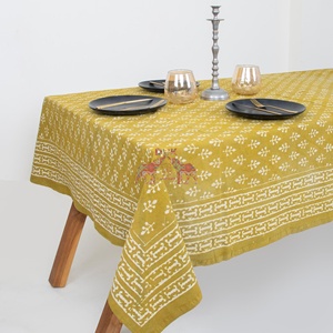 Trending Hand Block Floral Dabu Printed Indian Handmade Cotton <b>Table</b> <b>Cover</b> For Home <b>Dining</b> <b>Table</b> For Party and Picnic - Product Image 2