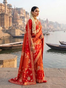 Sari en tissu scintillant Rang Mahal Rosabelle Flora Royale Imperial Bloom Royal Aura pour femme, pour mariage et fête, taille XS - Product Image 3