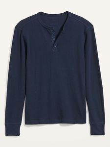 Camiseta Henley de Manga Larga para Hombre, Negra, de Algodón Tejido, Corte Regular Informal, Logotipo Frontal Sólido, Diseño Transpirable con Cuello Redondo - Product Image 2