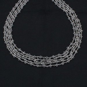 Chaîne de chapelet en cristal hydro 3mm, fil plaqué argent, chaîne perlée pour la fabrication de bijoux, vente en gros - Product Image 3