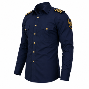Chemise d'uniforme formelle bleu marine personnalisée 2026 avec épaulettes, en polyester/coton de qualité supérieure, tenue de travail pour hommes toutes saisons - Product Image 4