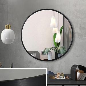 Unique Design <b>Round</b> Shape Black Finished Metal Aluminum Border Custom Size For Bathroom Decorative <b>Wall</b> Decoration <b>Mirror</b> - Product Image 1