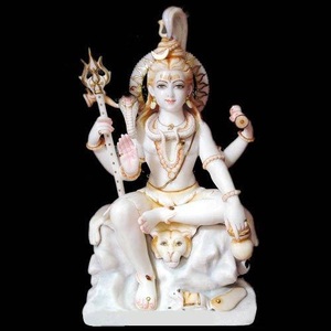 Indian Lord Shiva Marble Statue, White <b>Stone</b> Shiv Shankar Murti - Product Image 5