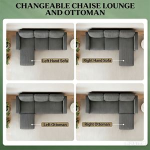 Divano Chaise Longue a L Grigio Scuro per Soggiorno - Product Image 4