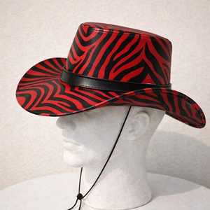 Premium Quality Custom print Handmade <b>red</b> Leather Cowboy Hat Statement Western Festival Hat - Product Image 3