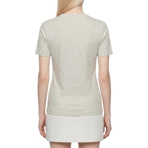 Camiseta Básica de Algodón para Mujer, Cuello Redondo, Corte Ajustado, Color Gris Jaspeado, Manga Corta, Venta al Por Mayor - Product Image 5