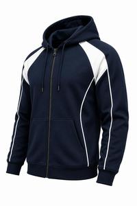 Sweat-shirt à capuche zippé pour homme, poche, 100% coton molletonné 280g, coupe classique, streetwear décontracté, écologique, séchage rapide, hiver, ODM - Product Image 3