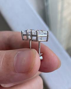 Princess Cut Moissanite Stud <b>Earrings</b> for Women Square Diamond Solitaire Stud <b>Earrings</b> Screw <b>Back</b> Fine Jewelry Gift - Product Image 2