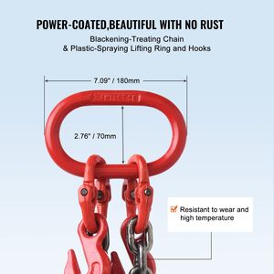 Eslinga de cadena de elevación 6 'X 3/8' G80 con ganchos de agarre 11000 libras de capacidad 2 patas para tareas pesadas - Product Image 6