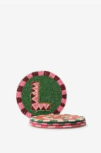 Posavasos de Cuentas de Vidrio con Diseño Festivo de Remolino de Menta, Base de Tela Redonda, Resistente al Calor, Protector de Mesa para Bebidas - Product Image 3