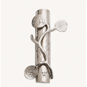 Étui à Mézouza Michael Aram en forme de feuille botanique, fait main, plaqué nickel, décor judaïque moderne, élégant cadeau de déménagement juif - Product Image 5