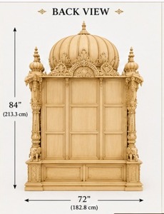 Templo Jagannath Tradicional de Madera de Teca, Estilo de Cúpula Majestuosa Personalizada para el Hogar, Templo de Pooja Duradero con Acabado Natural de Teca Sólida - Product Image 4